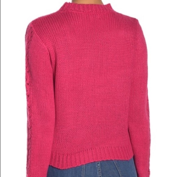 WOVEN HEART Pink Open Knit Pullover Sweater Medium - Picture 2 of 6